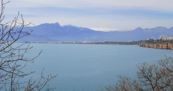 Beautiful Antalya harbour in winter, Turkey — Stock Video