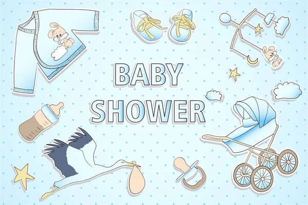 Erkek çocuk için Bebek duş için tatil kartı tasarımı — Stok fotoğraf