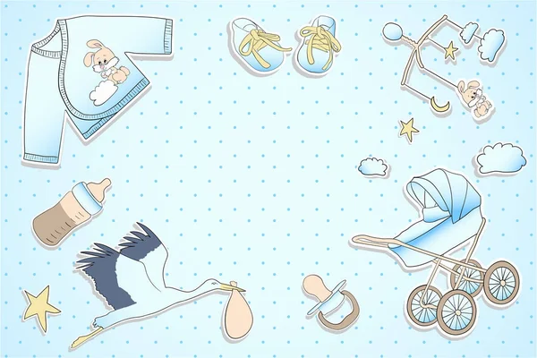 Erkek çocuk için Bebek duş için tatil kartı tasarımı — Stok fotoğraf