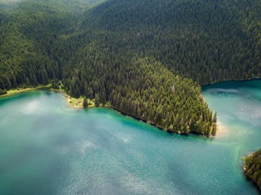 Durmitor Milli Parkı 'nda Kara Göl hava fotoğrafı