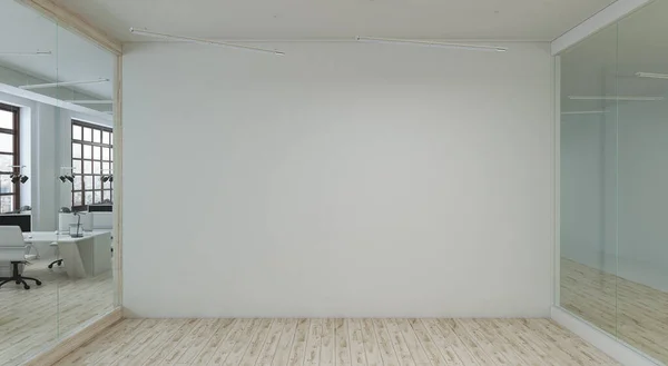 会議室の大きな白い空の壁。3Dレンダリング — ストック写真