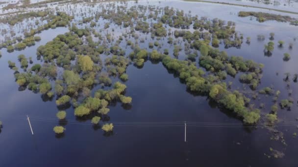 Filmato aereo drone di acqua alta in primavera — Video Stock