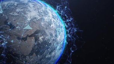 Soyut bir ağ konsepti. Küresel dijital bağlantılar. Bu görüntünün elementleri NASA tarafından desteklenmektedir