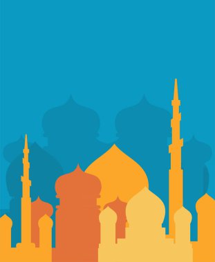 Camii İslam dini binası. Vektör çizim Müslüman tatil Eid Mubarak için. Ramazan Kareem tebrik kartı