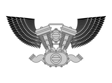 Motor yarış bisikleti. Motor motosiklet izole. Vektör çizim.