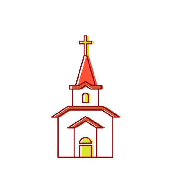 Kerk Teken Katholieke Christelijke Huis Religie Vectorillustratie — Stockvector
