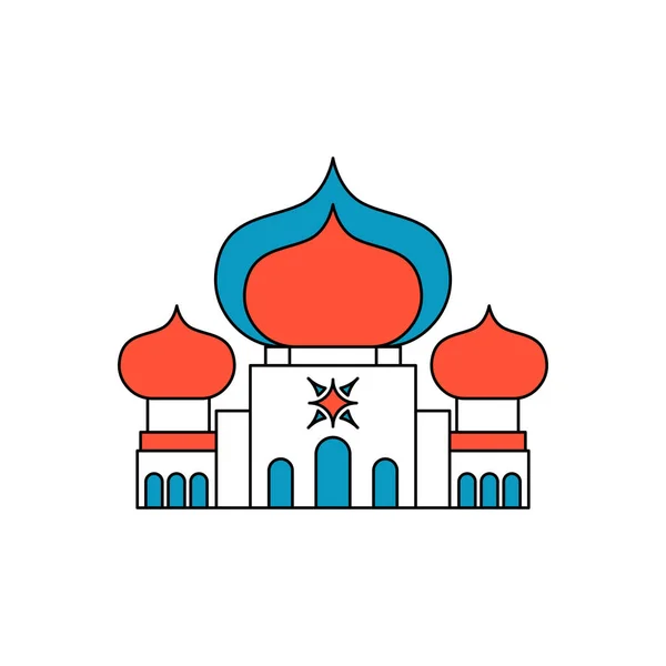 Moskee Islamitische Religieuze Gebouw Vectorillustratie Voor Moslim Vakantie Eid Mubarak — Stockvector