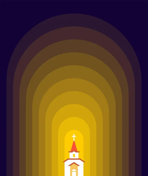 Church in Dark  Catholic Christian house religion. Vector illustration