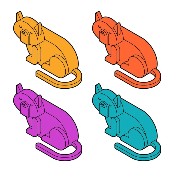 Cat Isometrics Set Home Pet Vector Illustratio — Stock Vector