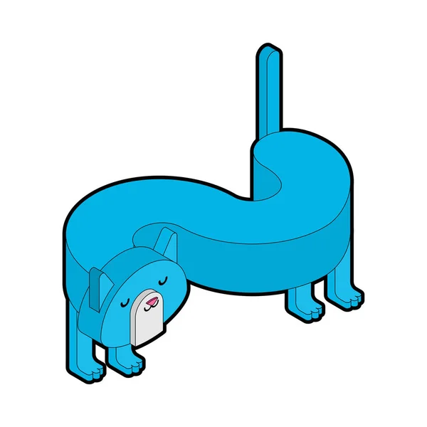 Cat Isometric Blue Pet Isolated Vector Illustration — Stock Vector