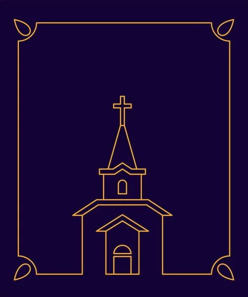 Church Catholic Christian house religion and frame. Vector illustration