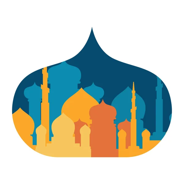 清真寺伊斯兰教的宗教大厦 穆斯林节日开斋节的矢量插图 斋月卡的贺卡 — 图库矢量图片