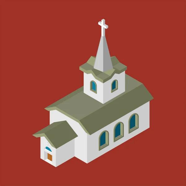 Kerk Isometrics Katholieke Christelijke Huis Religie Vectorillustratie — Stockvector