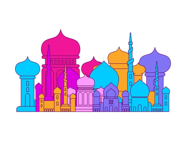 Mezquita Edificio Religioso Islámico Ilustración Vectorial Para Vacaciones Musulmanas Eid — Archivo Imágenes Vectoriales