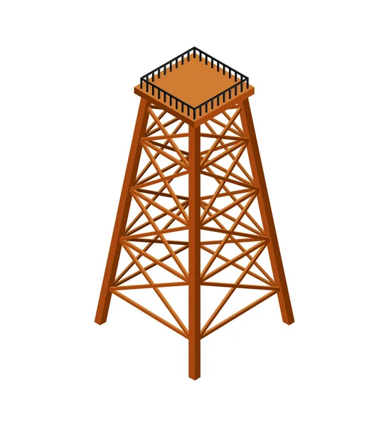 Torre Legno Isometria Industriale Isolata Illatio Vettoriale — Vettoriale Stock