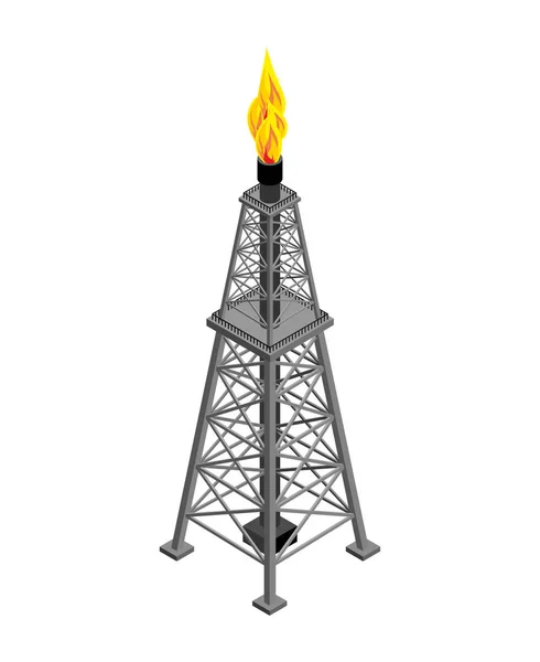 Torre Gas Isométrica Objeto Industrial Ilustración Vectorial — Vector de stock