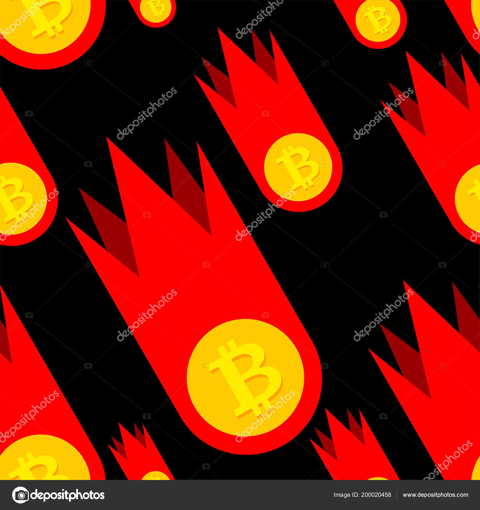 Spadające Bitcoin Cena Wzór Spadek Wartości Krypto Waluty Tło Wektor Ilustracja