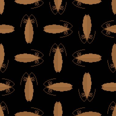 Hamam böceği deseni Pixel art. Böcek 8 bit arka plan. Böcek süsleme. Hata doku. Vektör illustratio