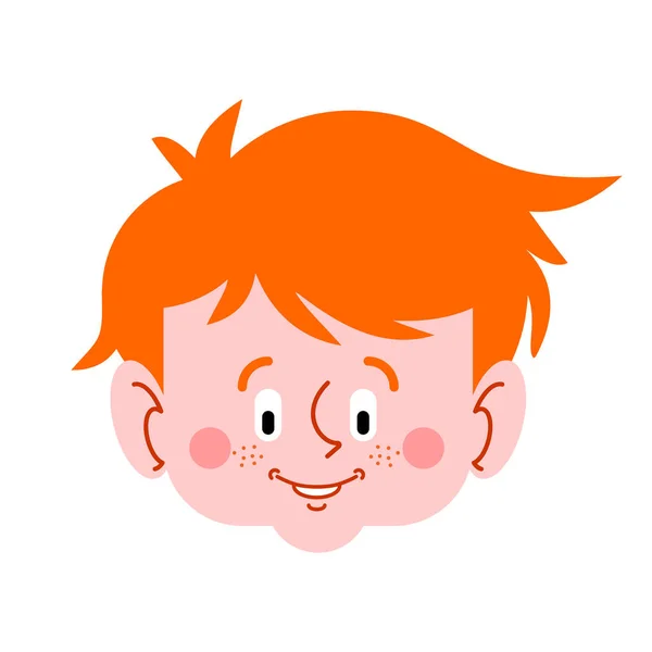 Cara Niño Rojo Niño Pelirrojo Con Retrato Pecas Ilustración Vectorial — Archivo Imágenes Vectoriales