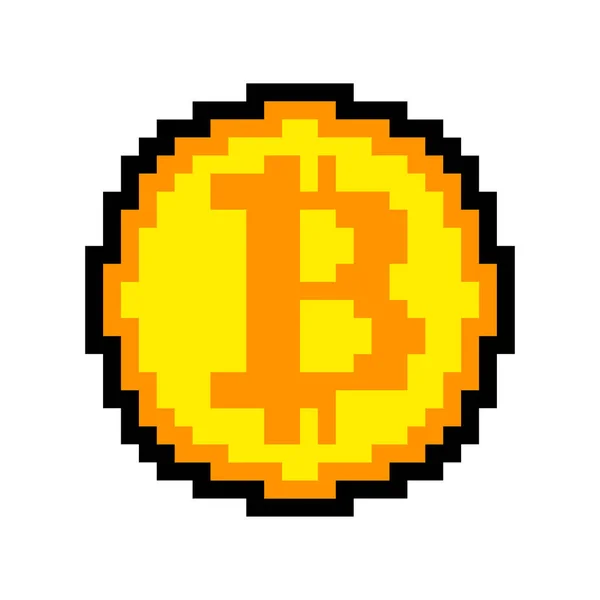 Bitcoin Pixel Arte Isolada Criptomoeda Bit Criptomoeda Digital Coin Ector — Vetor de Stock