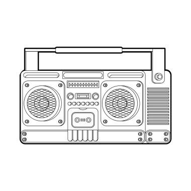 Boombox retro izole. teyp vektör illustratio