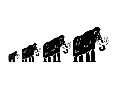 Mammoth family isolated. Prehistoric elephant Flock. Giant animal Jurassic period. Vector illustratio clipart