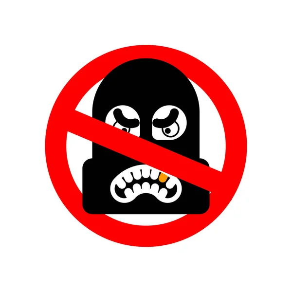 Detenham Robber Nada Vampira Proibido Ladrão Sinal Proibição Vermelho Ban — Vetor de Stock
