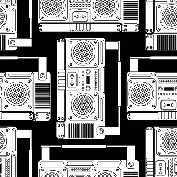 Boombox Retro Muster Nahtlos Kassettenrekorder Vektor Hintergrund Disco Stereotextur — Stockvektor