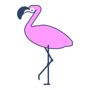 Pembe flamingo izole. Uzun bacaklı kuş. Vektör illustratio