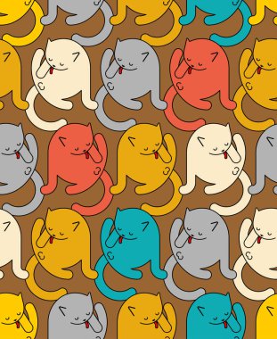 Kedi desen sorunsuz yıkanmış. Ev evde beslenen hayvan süsleme. Hayvan doku. Vektör illustratio