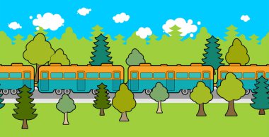 Demiryolu parça süsleme. Tren araba desen. Demiryolu arka plan. Vektör illustratio