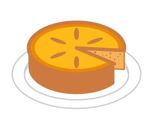 Zitronenkuchen Auf Teller Isoliert Vektor Illustratio — Stockvektor
