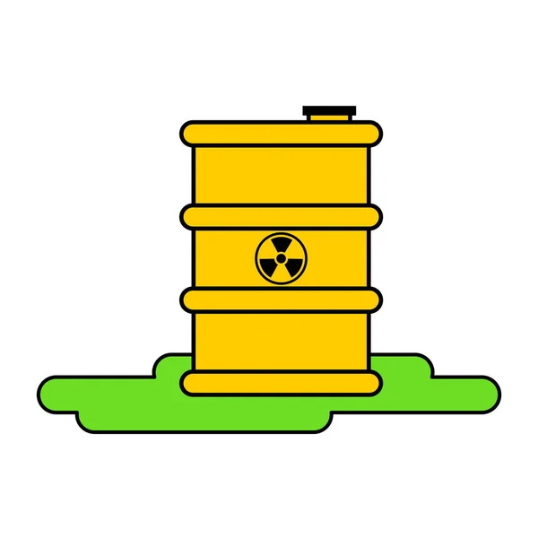 Gula Fat Radioaktivt Avfall Biohazard Behållare Vector Illustratio — Stock vektor