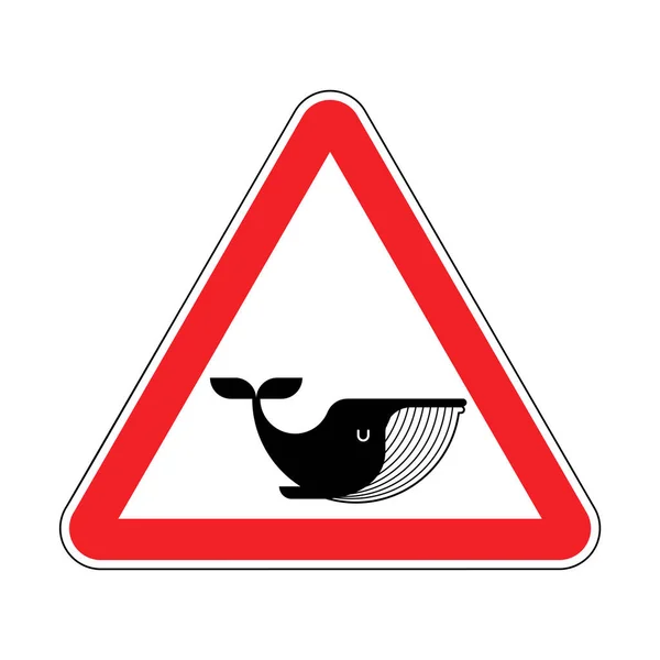 Attention Whale Panneau Rouge Interdit Danger Des Baleines Illustration Vectorielle — Image vectorielle