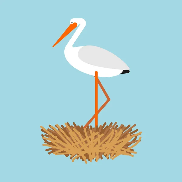 Stork Boet Isolerade Fågel Vektor Illustratio — Stock vektor