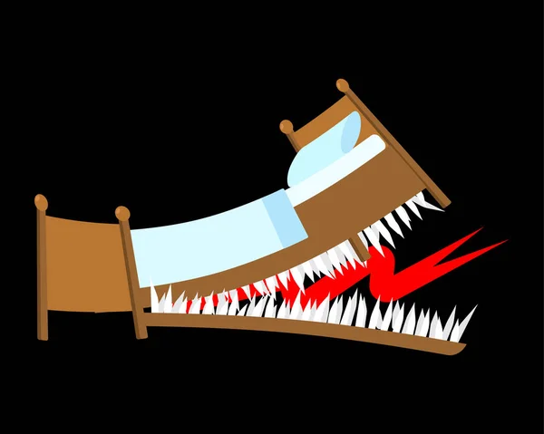 歯に危険ベッド 牙と歯付けベッド口 ベクトル Illustratio — ストックベクタ