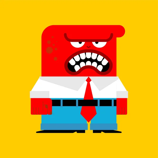 Anger Red Man Evil Worker Angry Red Boss Vector Illustratio — Stock Vector