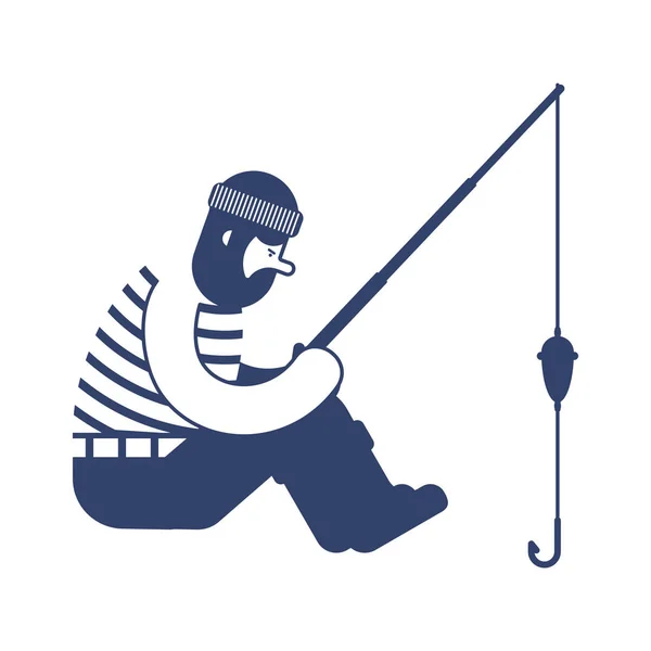 Icono Del Pescador Caña Pescar Aislada Ilustración Vectorial — Vector de stock