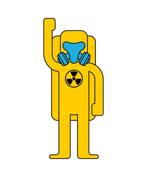 Yellow Suit Chemical Biohazard Protection Costume Radioactive Biological Hazard Vector — Stock Vector