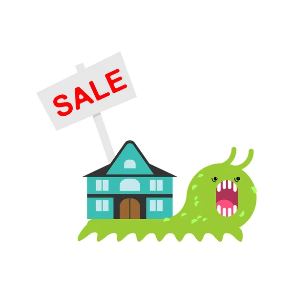 Πωλώντας Σπίτι Σαλιγκαριών Πώληση Σπίτι Γυμνοσάλιαγκα Διάνυσμα Illustratio — Διανυσματικό Αρχείο