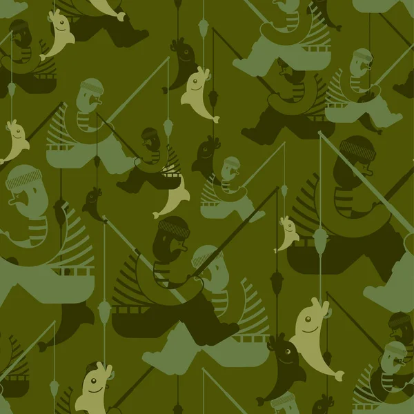 Рибальський Військовий Візерунок Текстура Одягу Рибалки Армійське Тло Захисний Солдатський — стоковий вектор