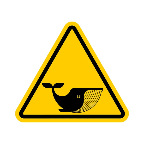 Attention Whale Panneau Routier Jaune Prohibiteur Danger Des Baleines Illustration — Image vectorielle