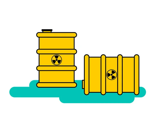 Déchets Radioactifs Tonneau Jaune Conteneur Risque Biologique Illustration Vectorielle — Image vectorielle