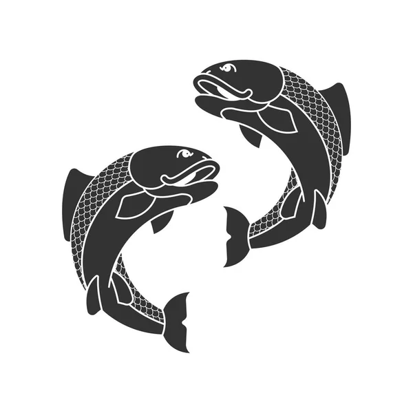 Karpfen Japanischer Fisch Isoliert Folklore Asiatische Koi Vector Illustratio — Stockvektor
