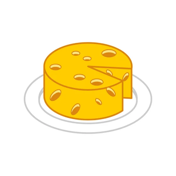 Käsekopf Auf Teller Nahrungsmittelvektor Illustratio — Stockvektor