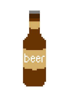Şişe bira piksel sanat. 8 bit vektör çizim