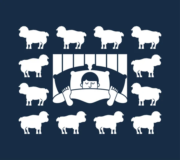 Sleeping Man Sheep Guy Bed Asleep Sleeper Male Vector Illustratio — Stock Vector