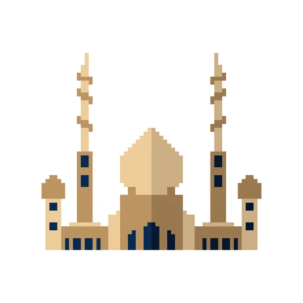 Mezquita Pixel Art Templo Religioso Islámico Bit Ilustración Del Vector — Vector de stock