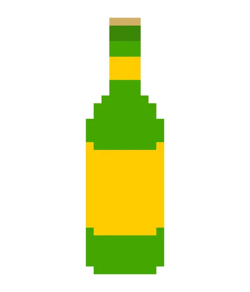 Flasche Bier Grüne Pixelkunst Bit Vektorillustratio — Stockvektor