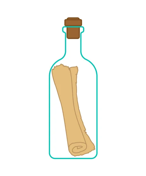 Mensaje Desplazamiento Botella Aislada Carta Frasco Ilustración Vectorial — Vector de stock